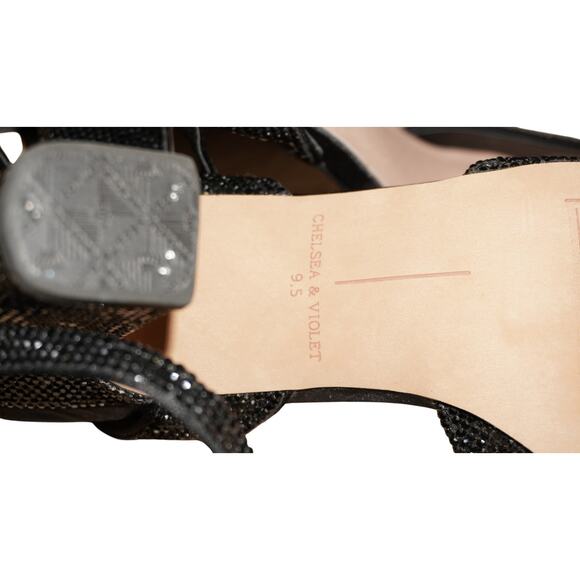 Chelsea & Violet Black Glitter Slingback Heels Women’s 9.5M Pointed Toe Pumps - Picture 7 of 9